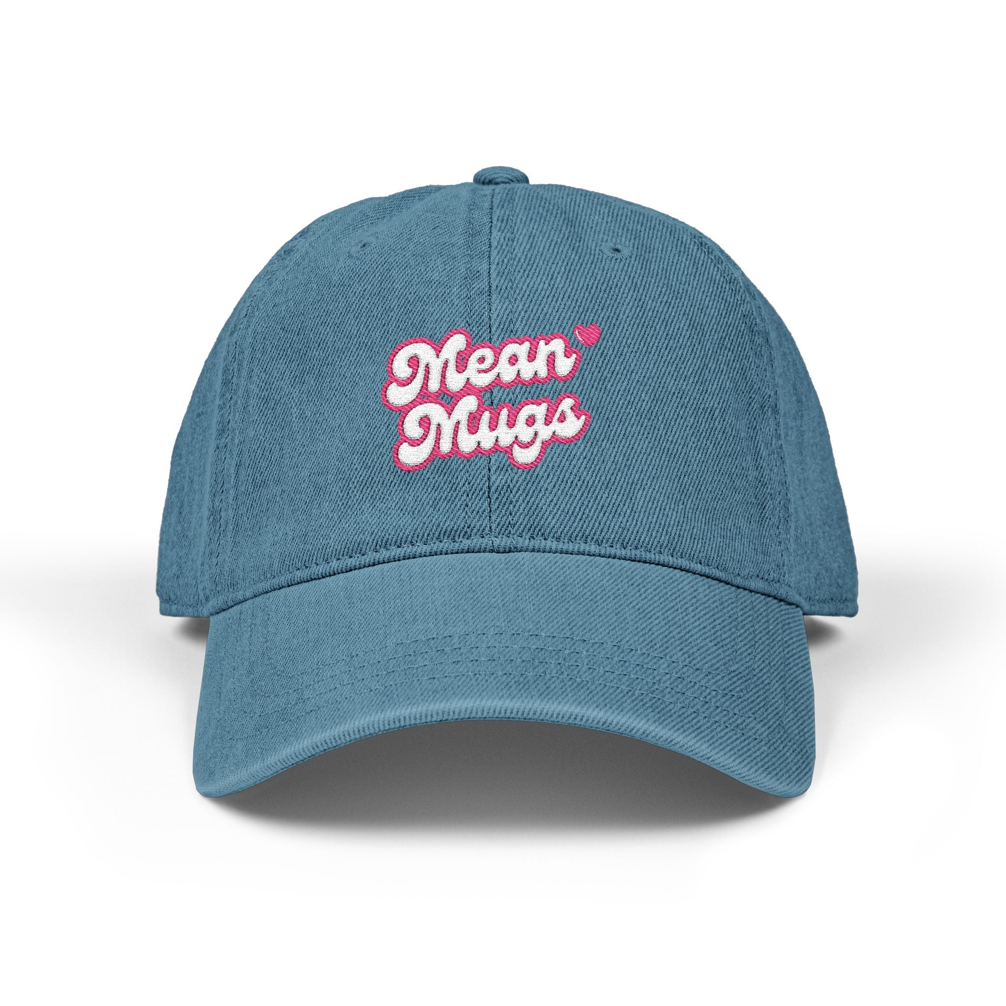 Denim Hat — 'Mean Mugs' Embroidered Baseball Cap