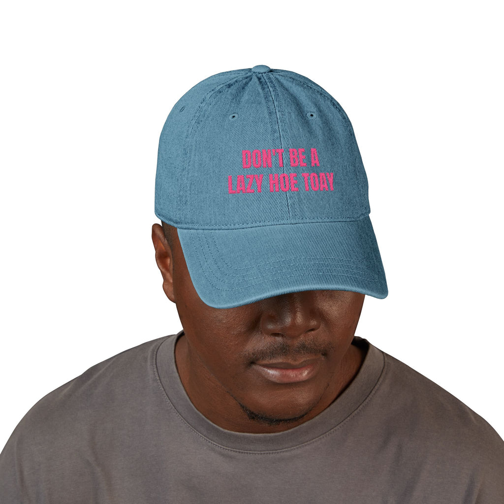 LAZY HOE Denim Embroidered Baseball Cap