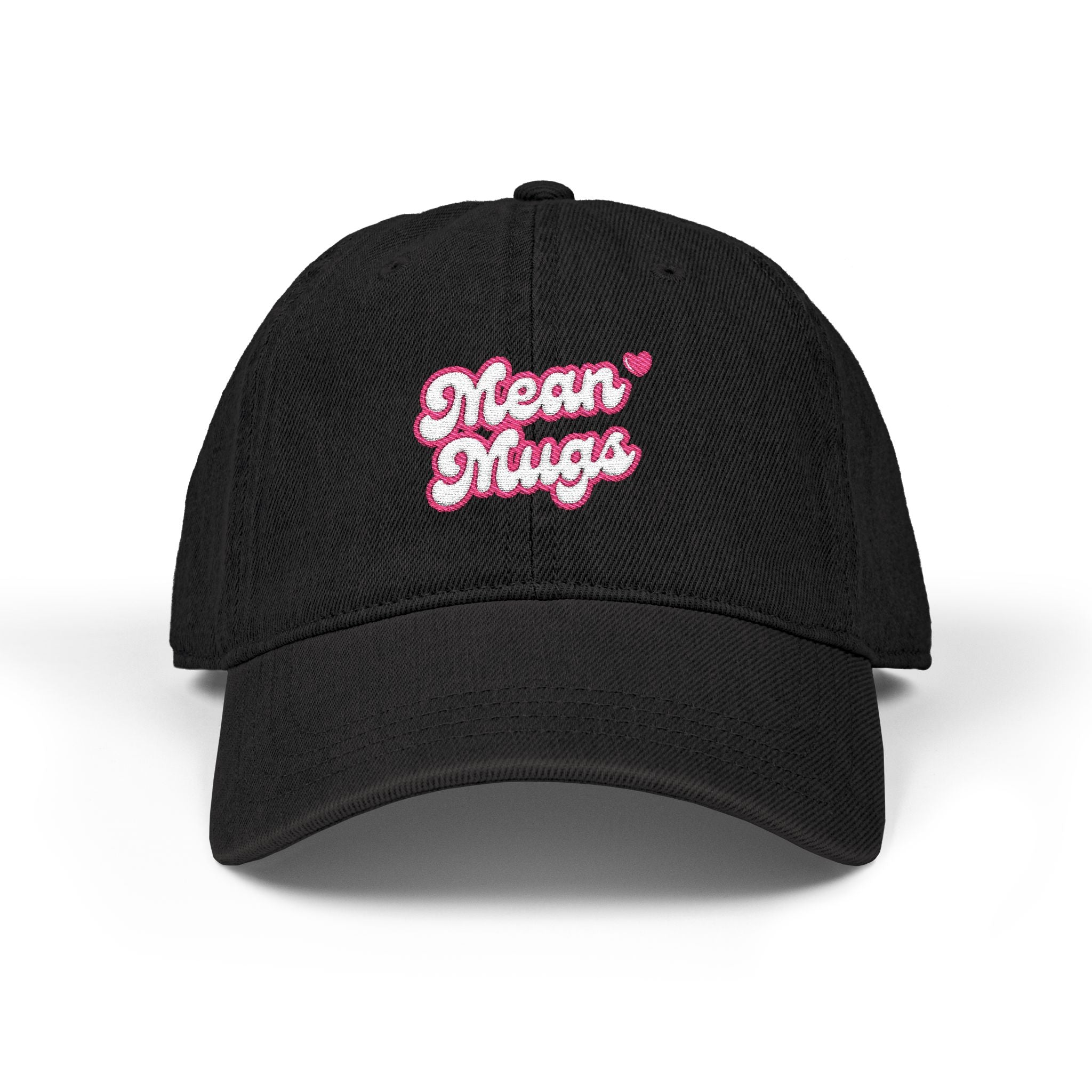 Denim Hat — 'Mean Mugs' Embroidered Baseball Cap