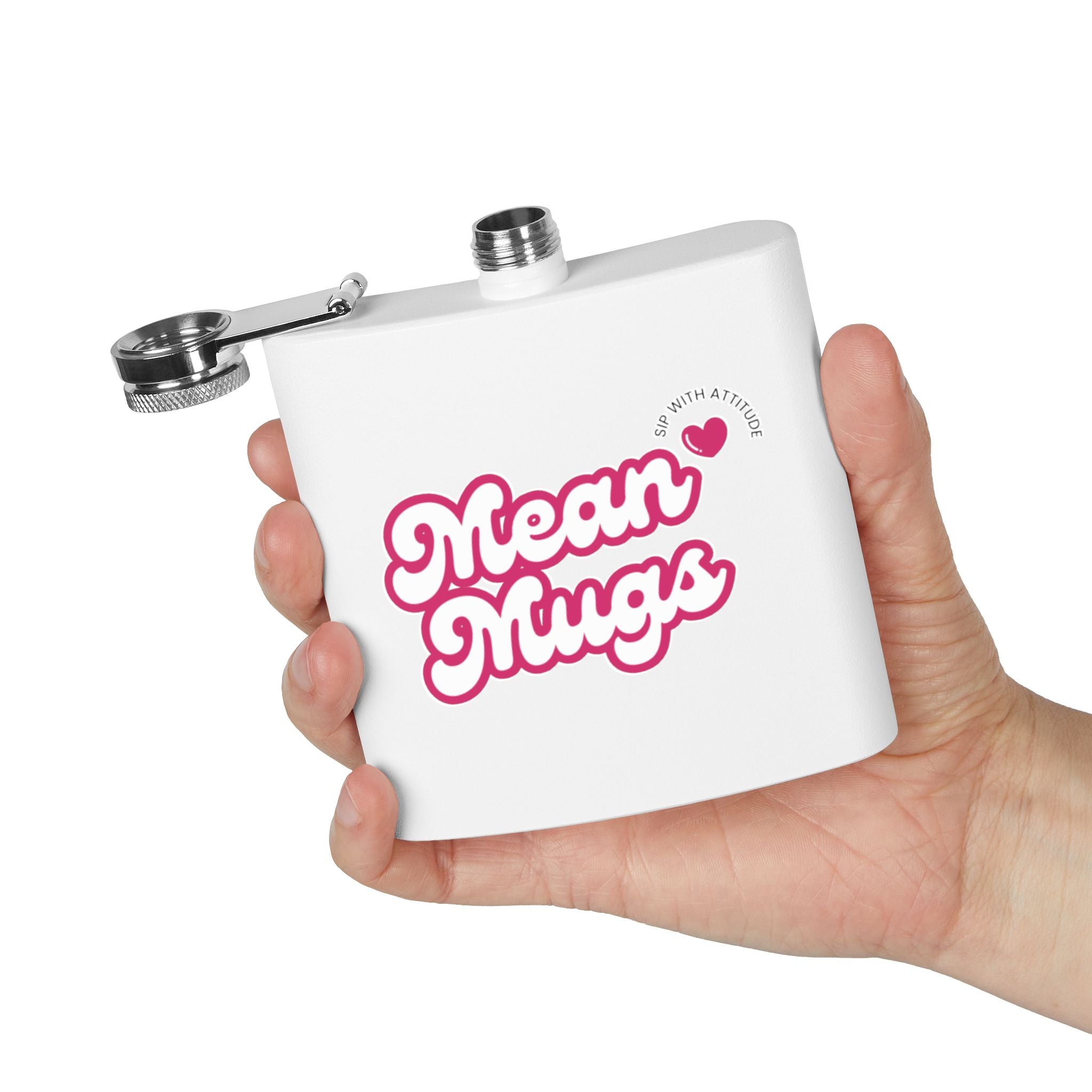 MEAN MUGS Branded Stainless Steel Flask, 6oz
