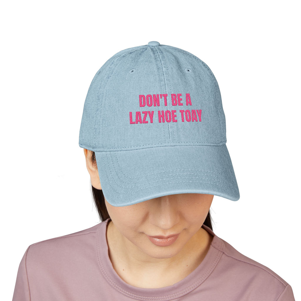 LAZY HOE Denim Embroidered Baseball Cap