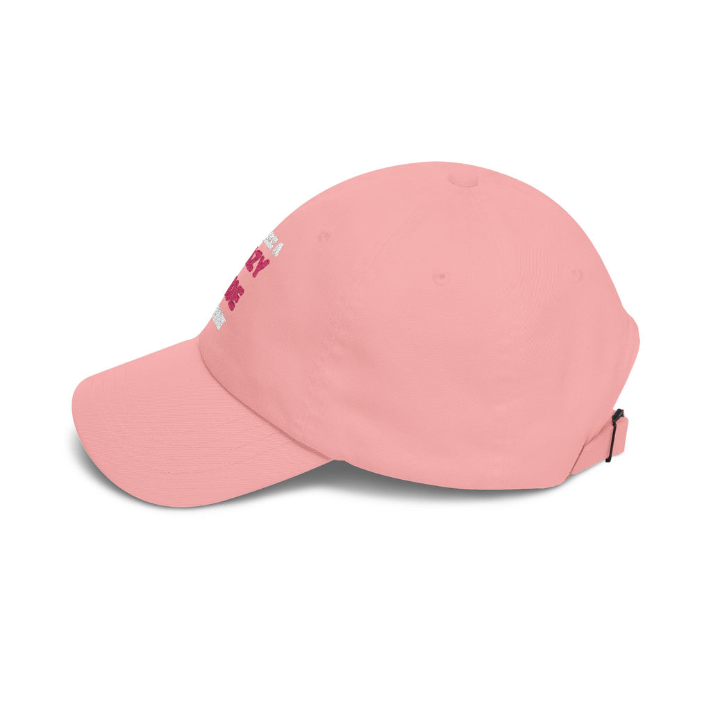 LAZY HOE Embroidered Pink Script Baseball Hat