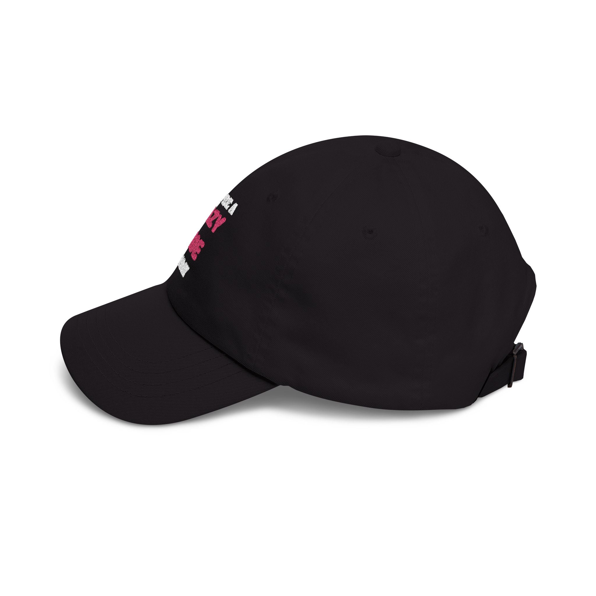 LAZY HOE Embroidered Pink Script Baseball Hat