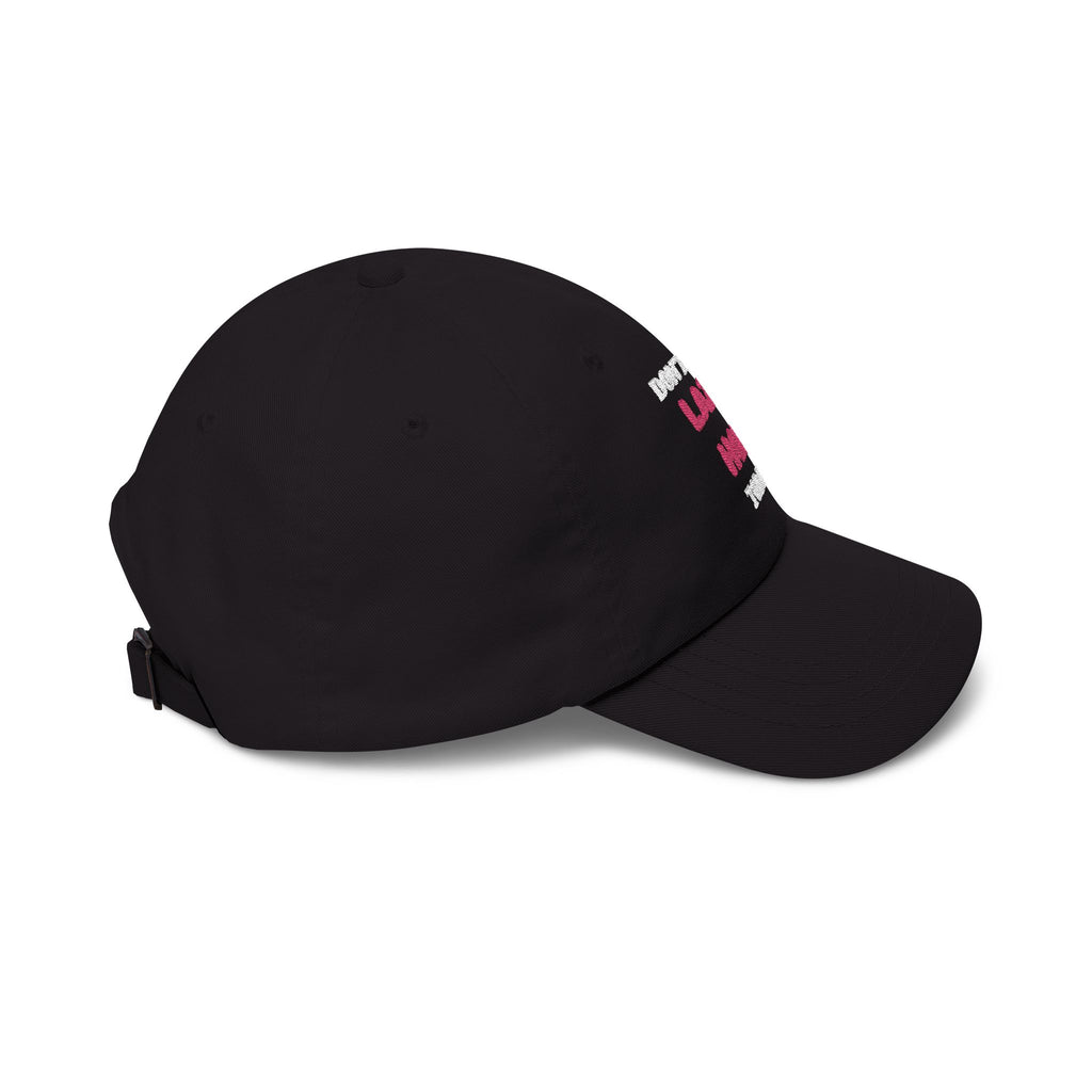 LAZY HOE Embroidered Pink Script Baseball Hat