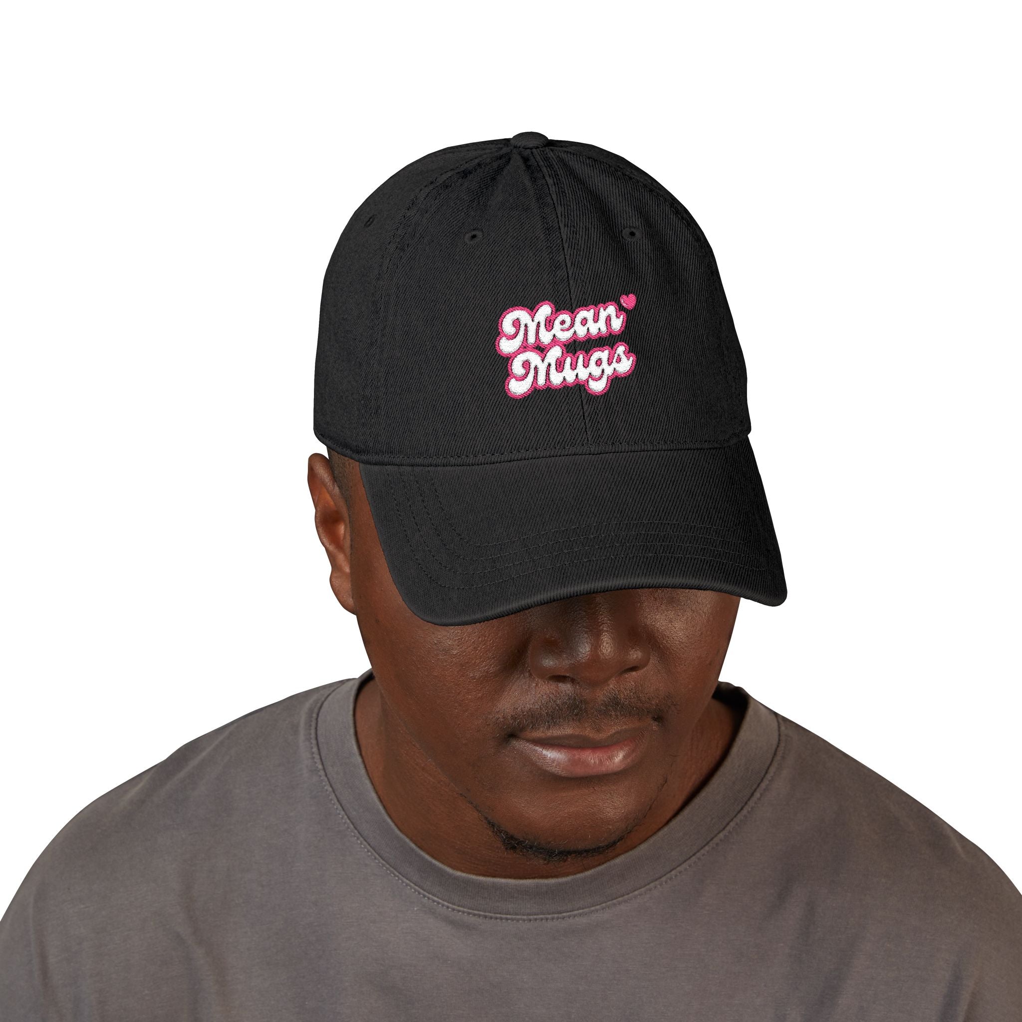 Denim Hat — 'Mean Mugs' Embroidered Baseball Cap