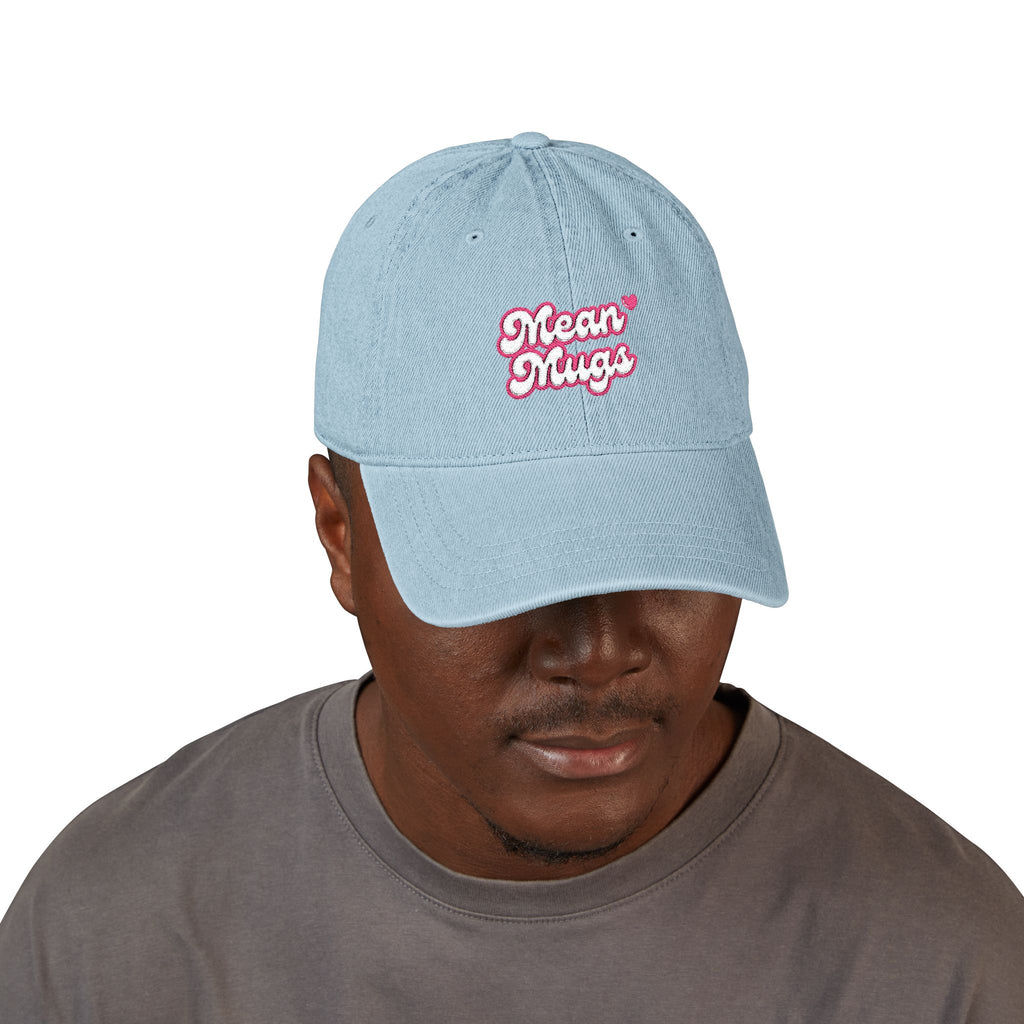 Denim Hat — 'Mean Mugs' Embroidered Baseball Cap