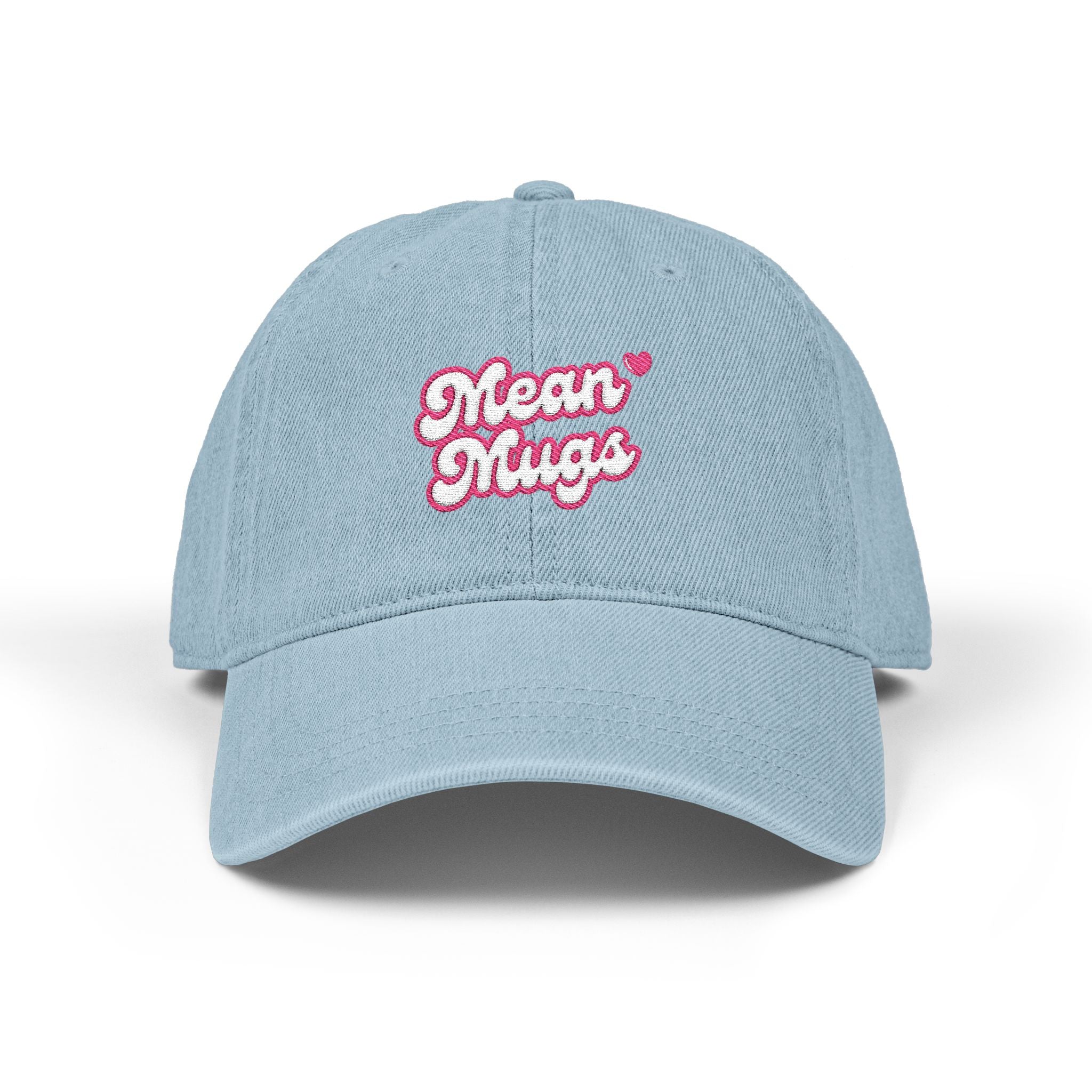 Denim Hat — 'Mean Mugs' Embroidered Baseball Cap