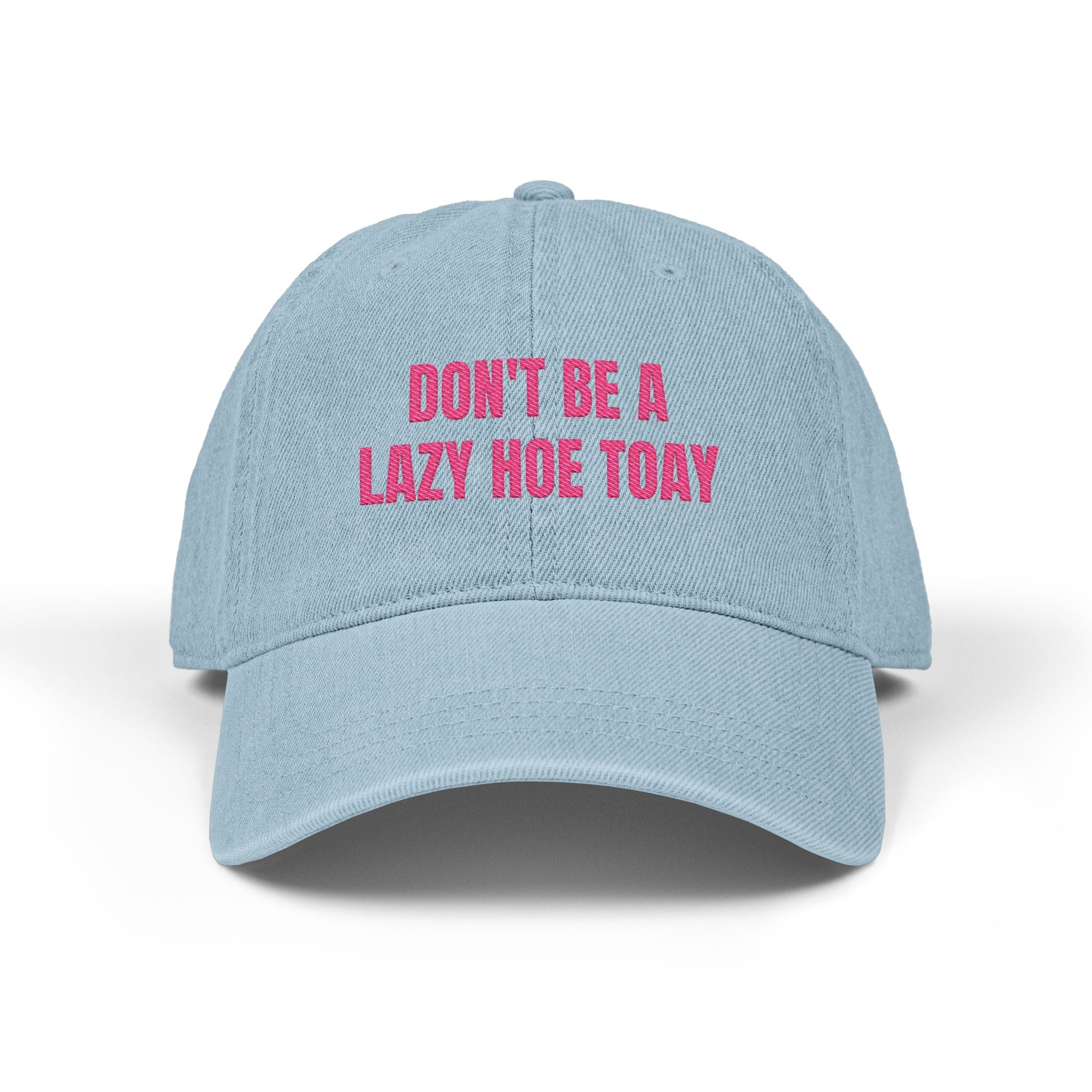 LAZY HOE Denim Embroidered Baseball Cap