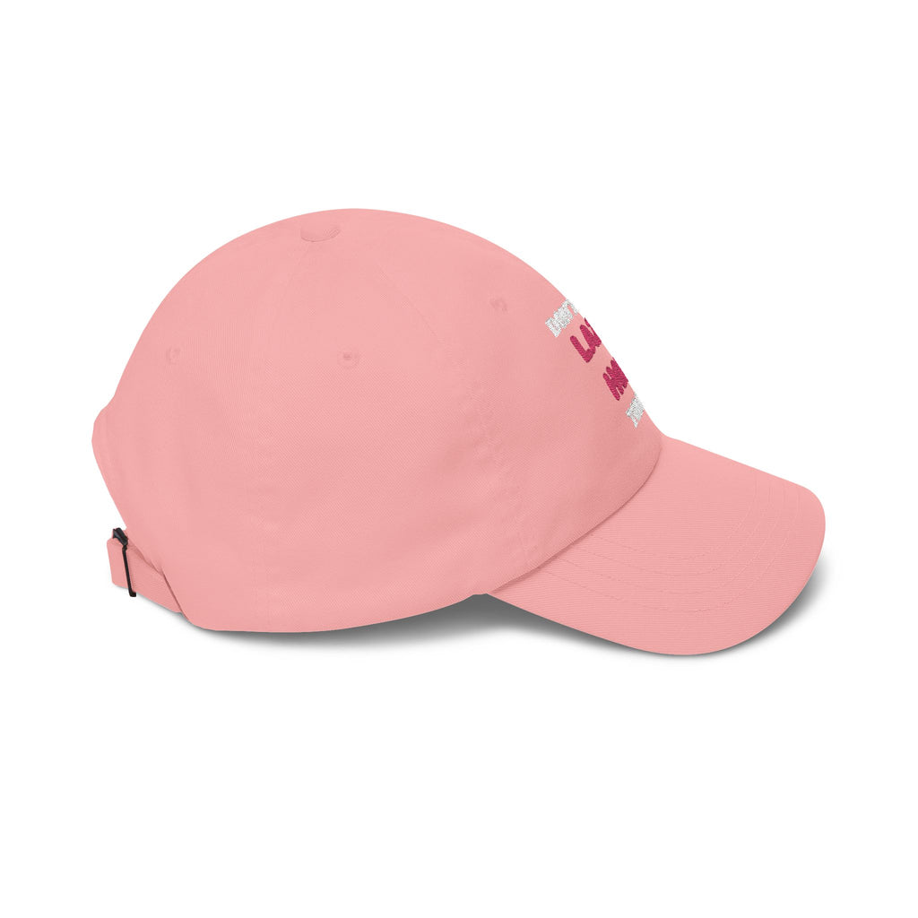 LAZY HOE Embroidered Pink Script Baseball Hat