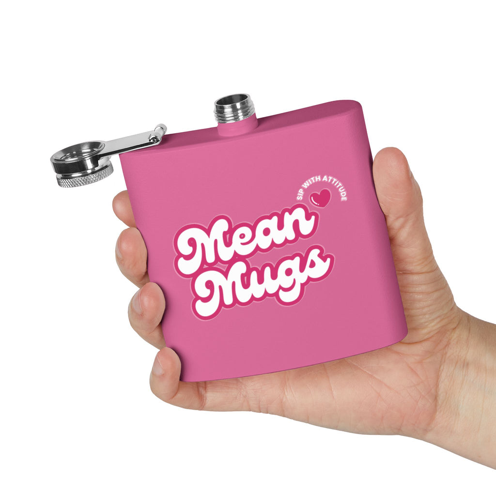 MEAN MUGS Branded Stainless Steel Flask, 6oz