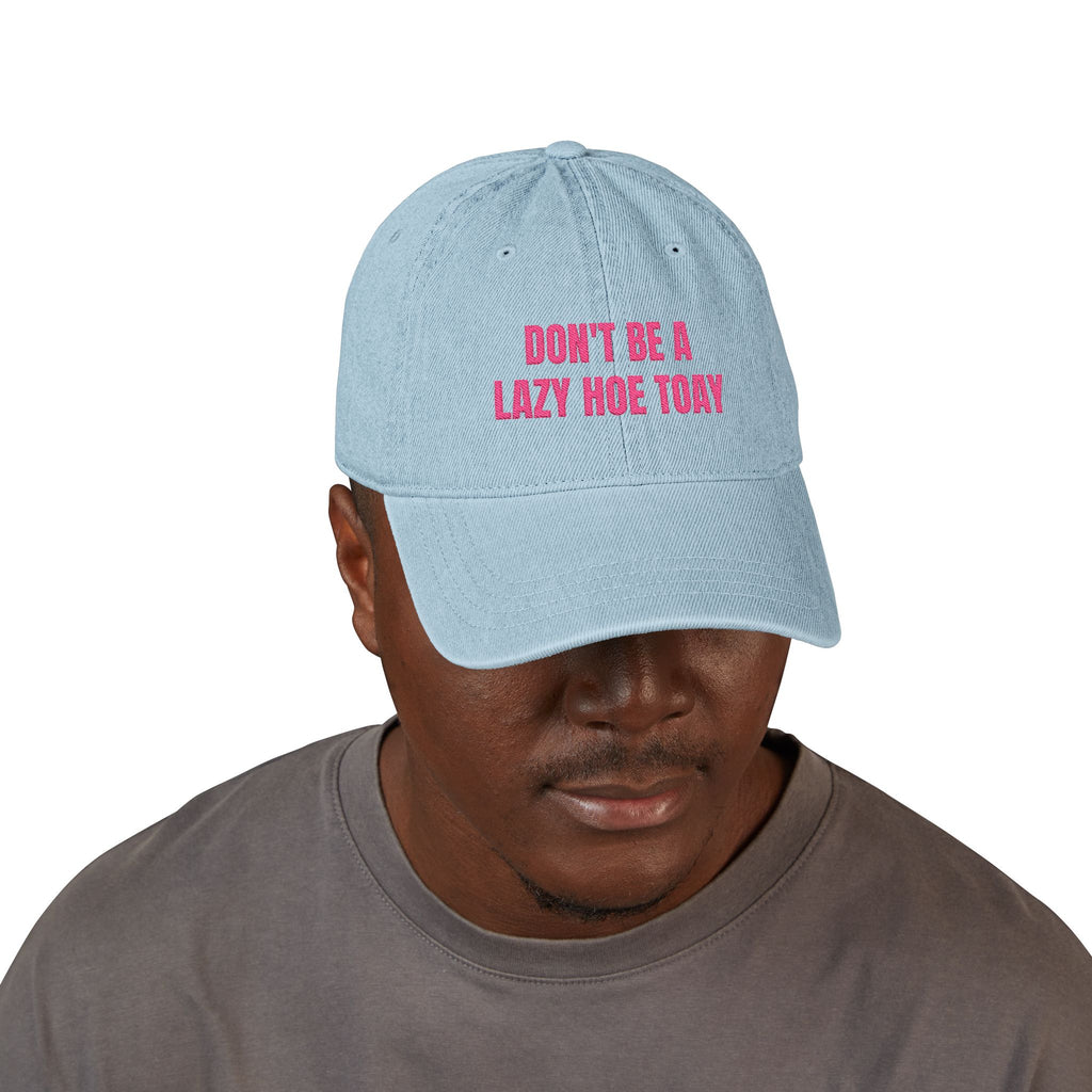 LAZY HOE Denim Embroidered Baseball Cap
