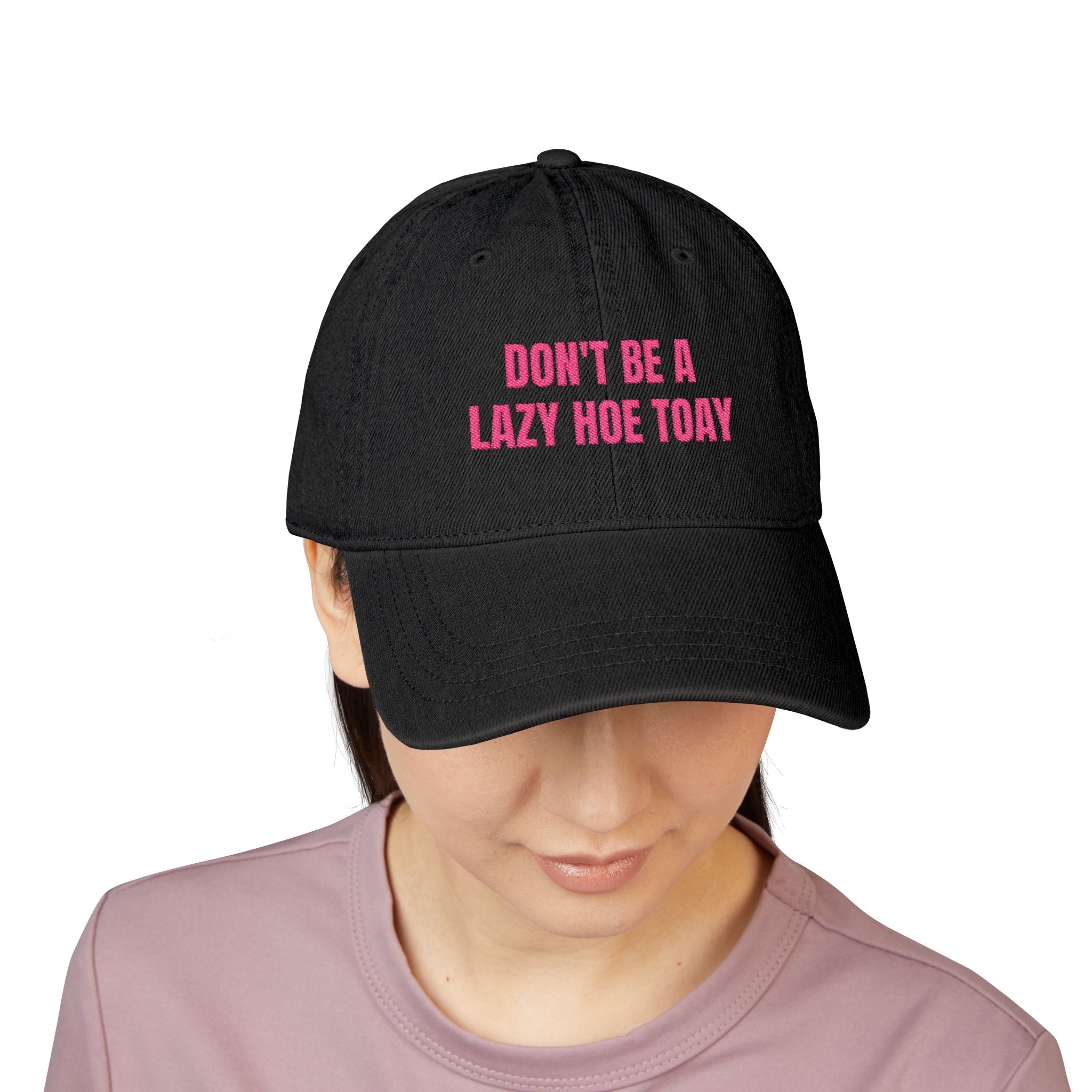 LAZY HOE Denim Embroidered Baseball Cap