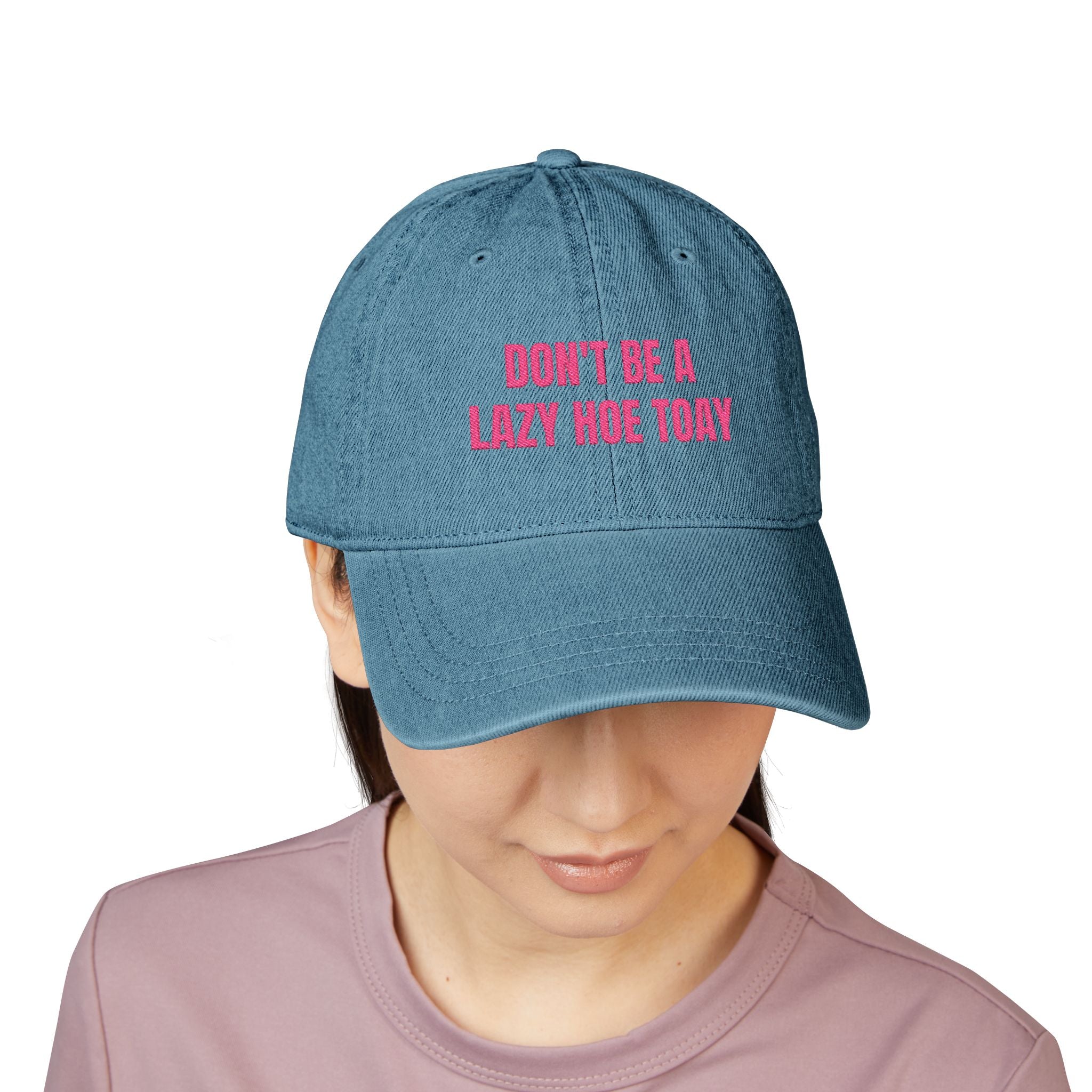 LAZY HOE Denim Embroidered Baseball Cap
