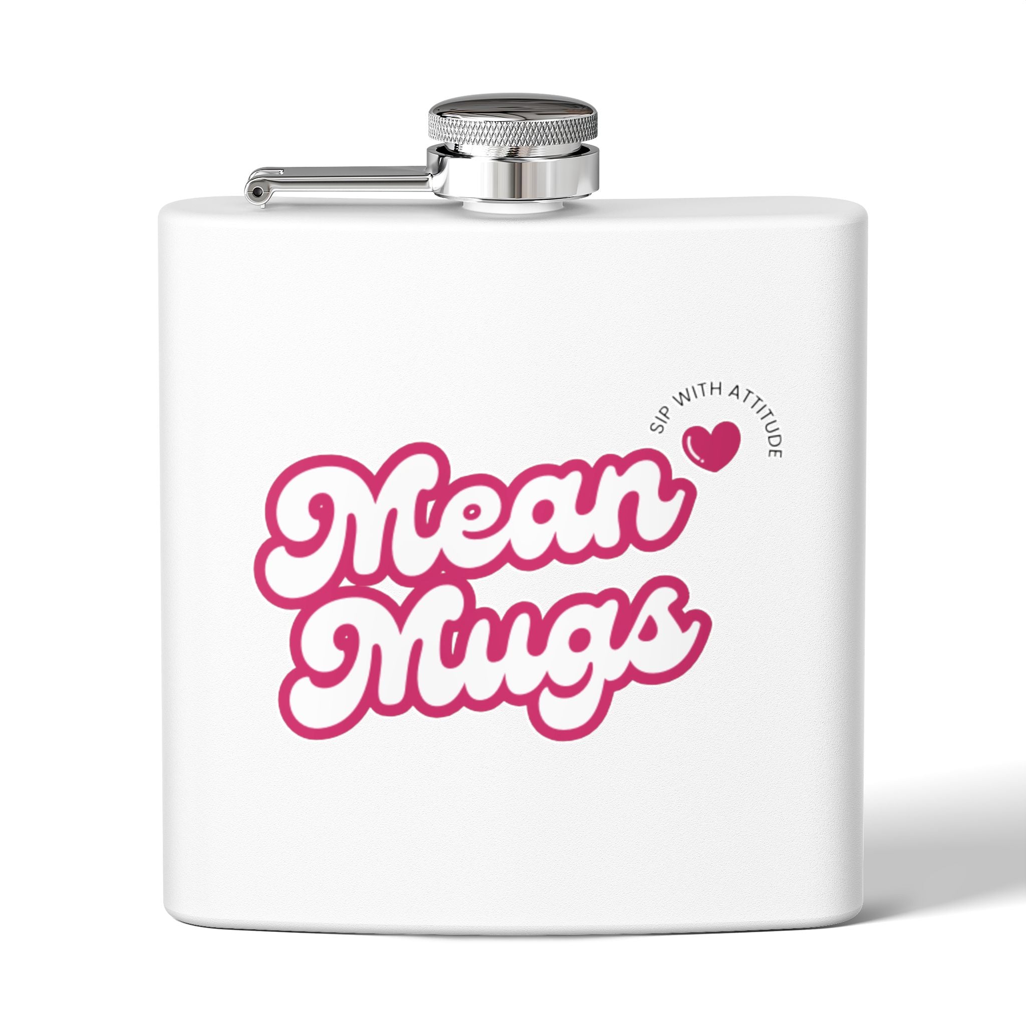 MEAN MUGS Branded Stainless Steel Flask, 6oz